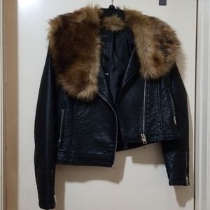 Faux Leather Jacket with Faux fur attachment